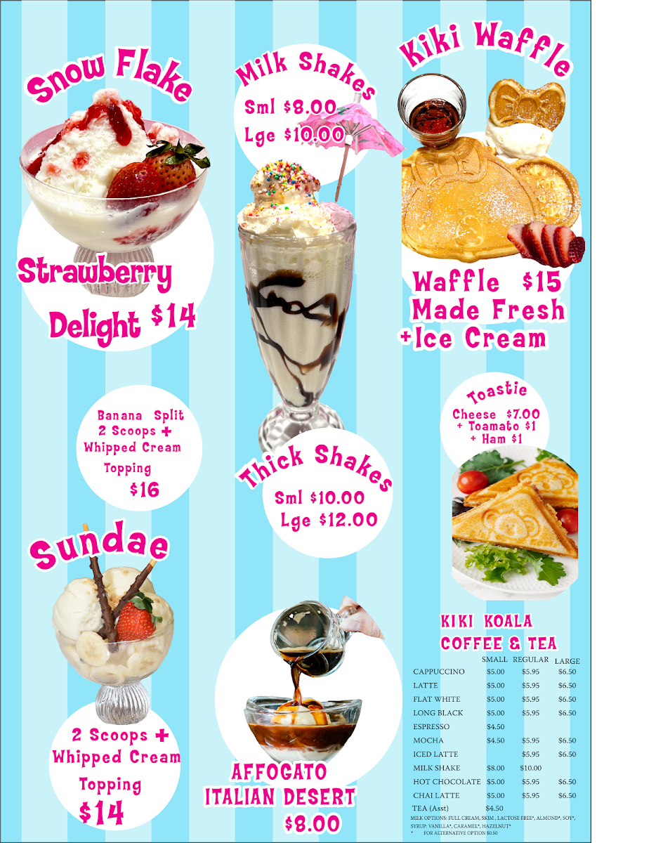 Menu, Kiki Koala Cafe