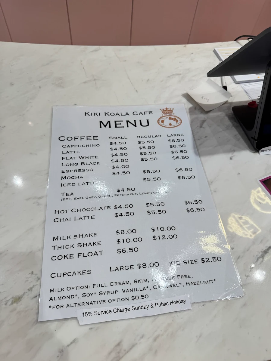 Menu, Kiki Koala Cafe