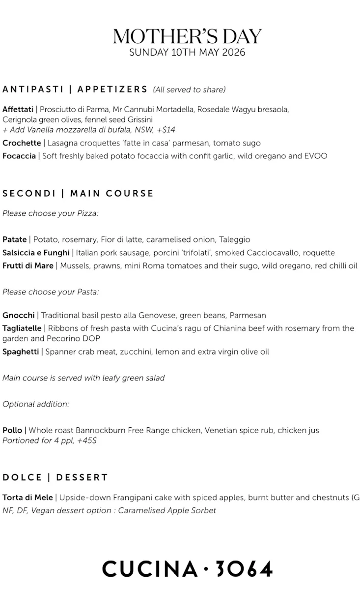 Menu, Marnong Estate - Winery