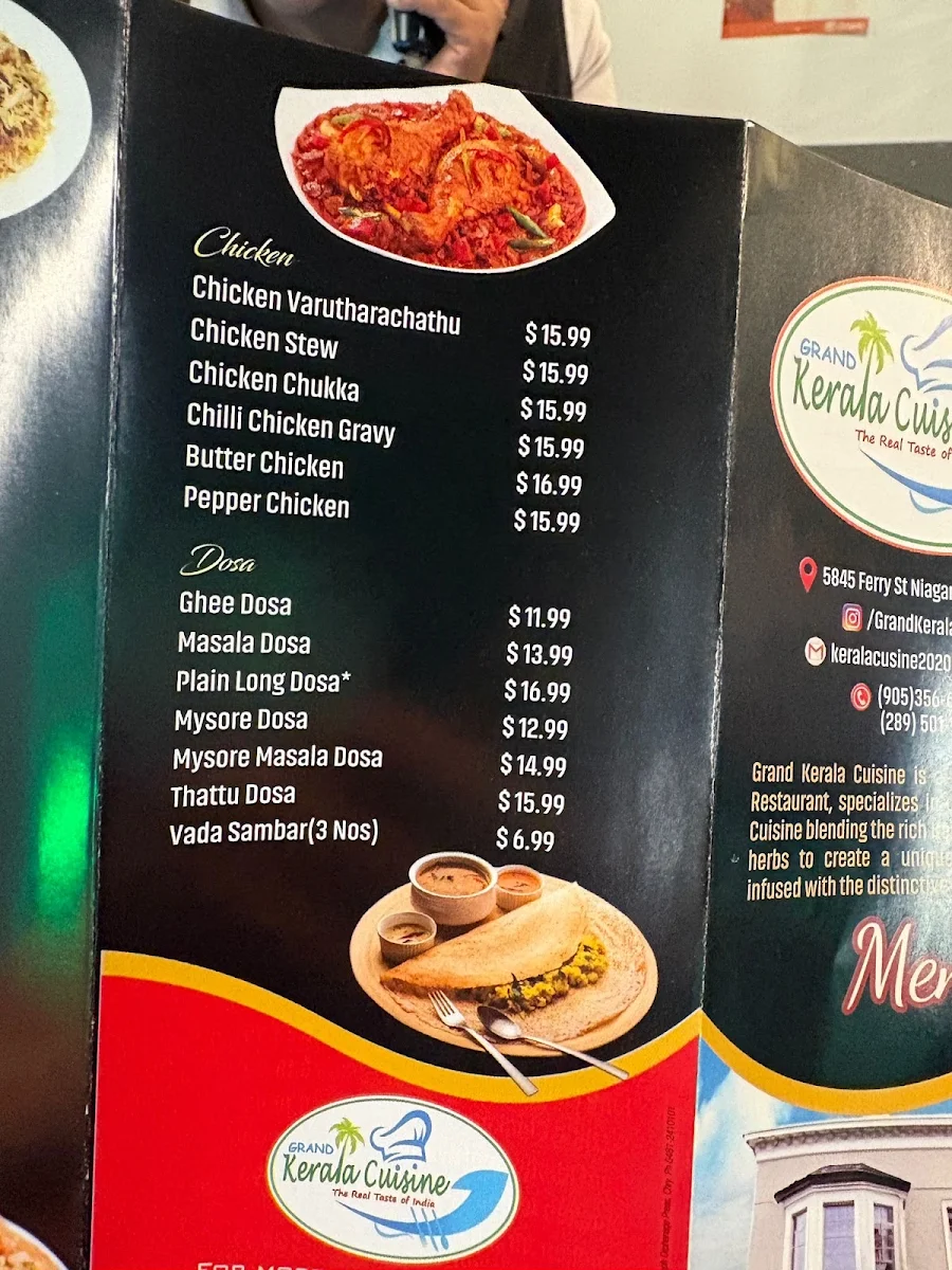 Menu, Grand Kerala Cuisine