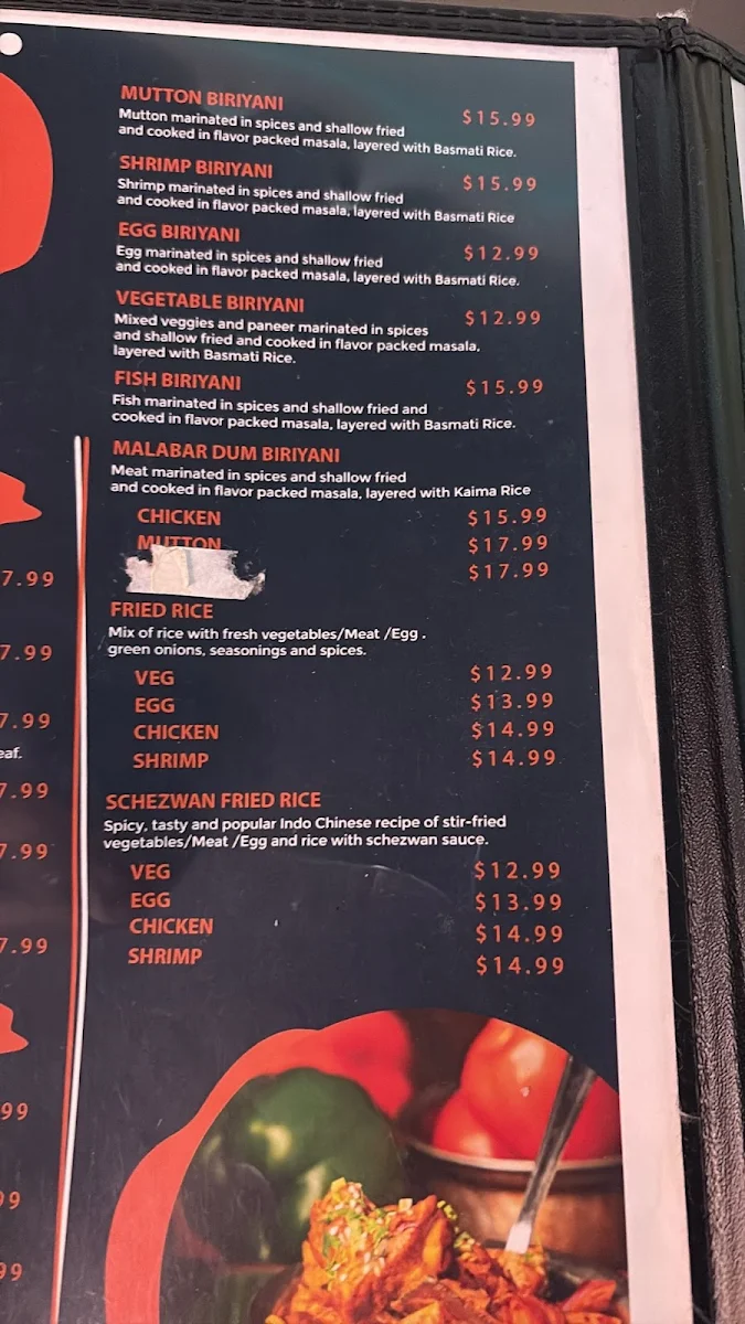Menu, Grand Kerala Cuisine
