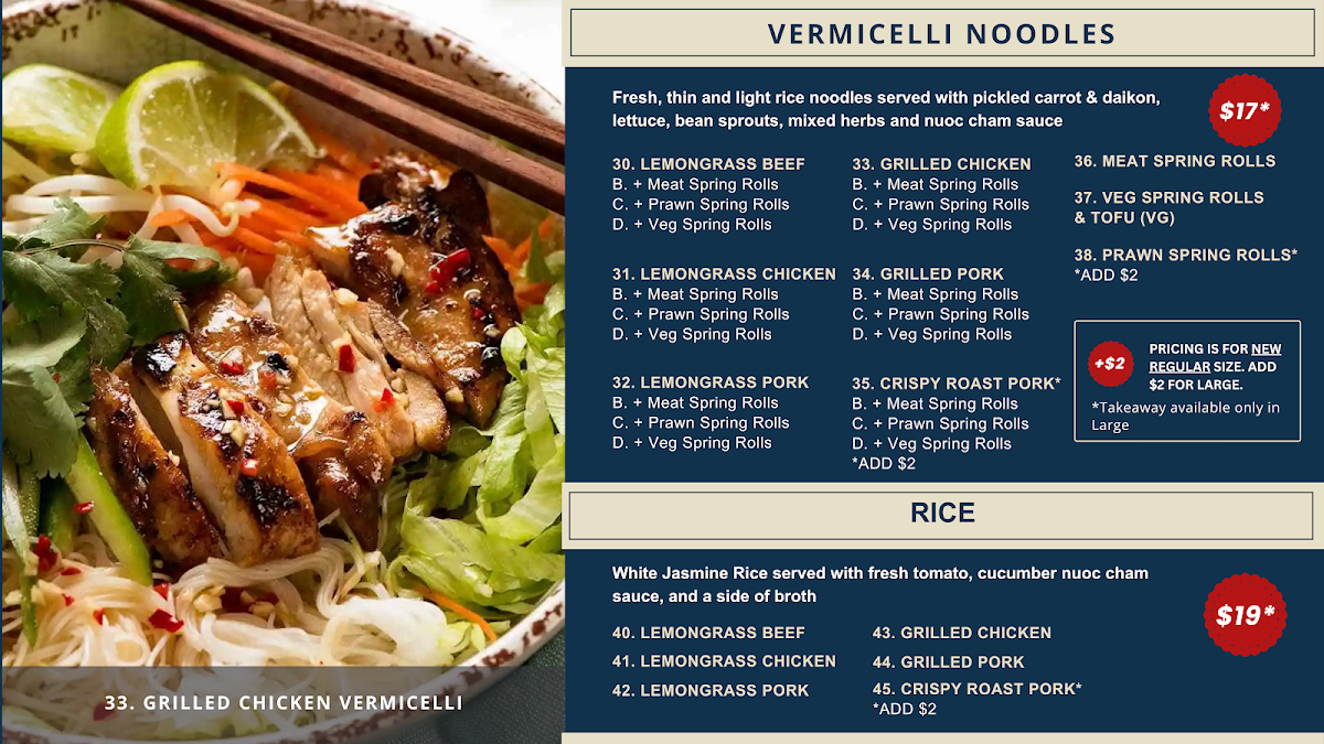 Menu, Nguyen Pho & Banh Mi