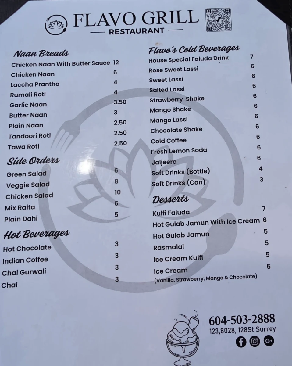 Menu, Flavo Grill Restaurant