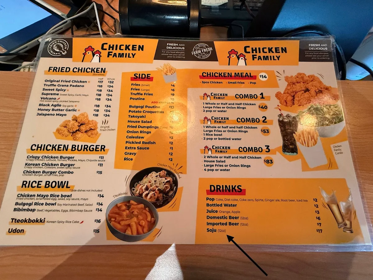 Menu, Chicken Family