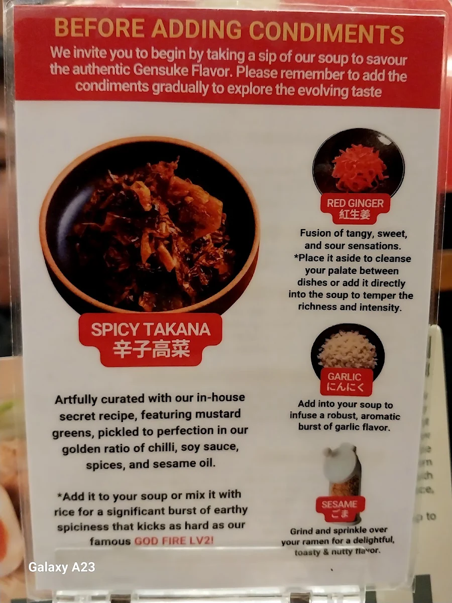 Menu, Hakata Gensuke Hawthorn