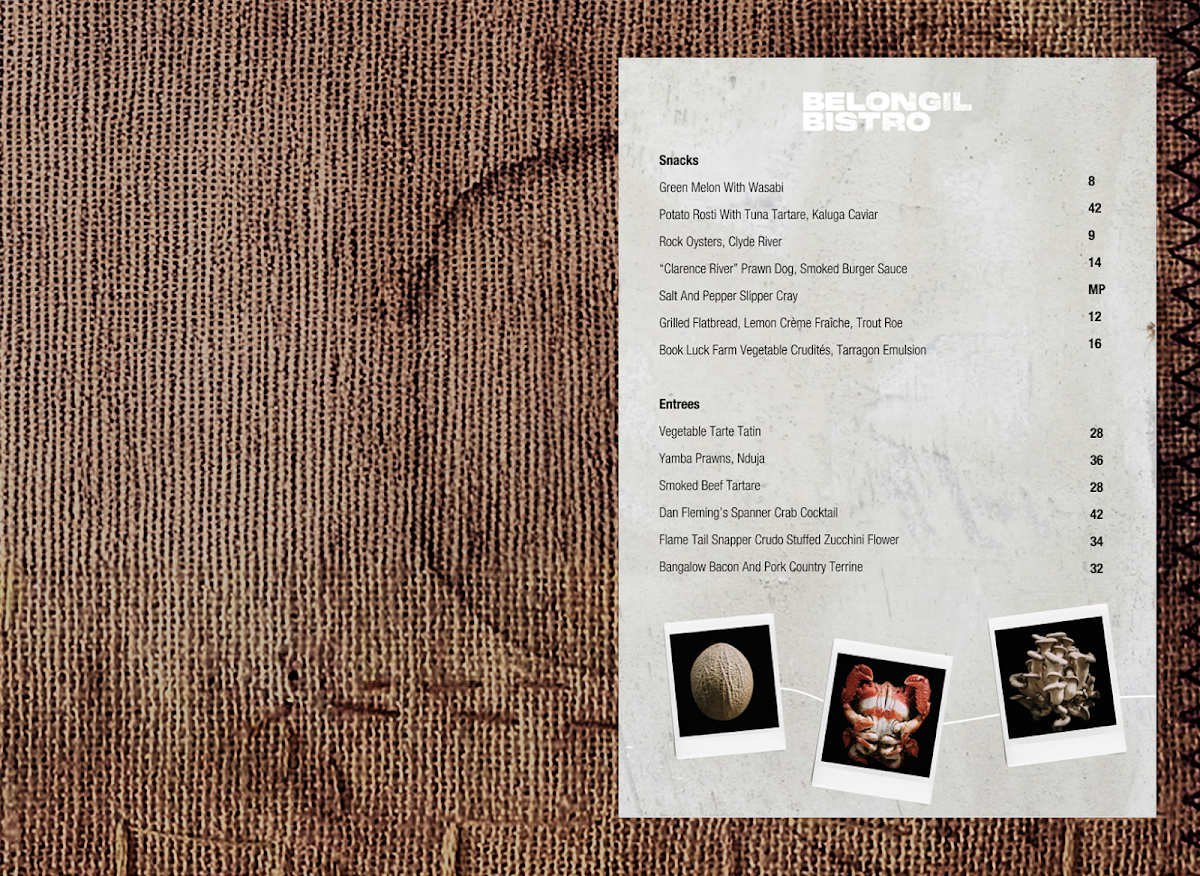 Menu, The Belongil Bistro