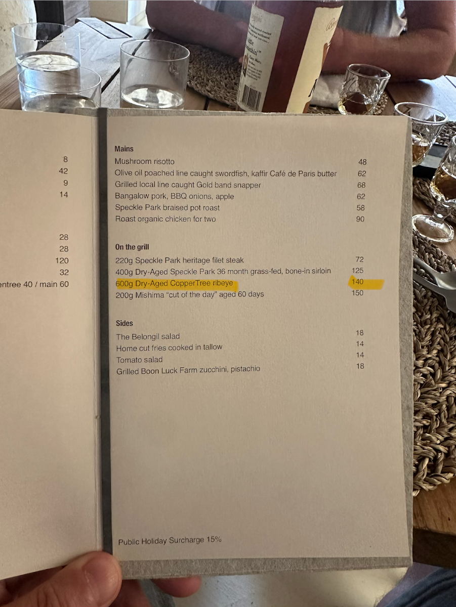 Menu, The Belongil Bistro