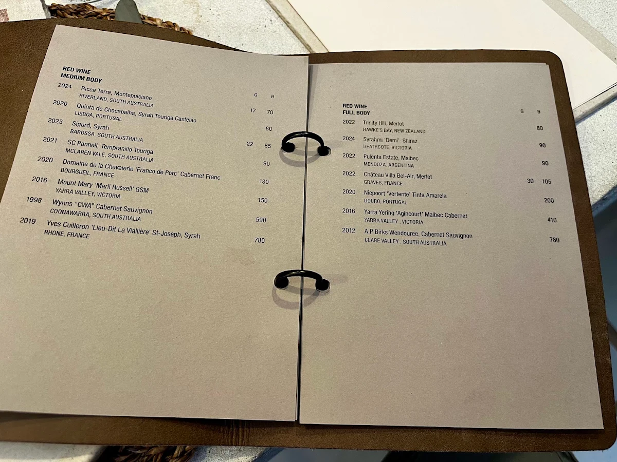 Menu, The Belongil Bistro