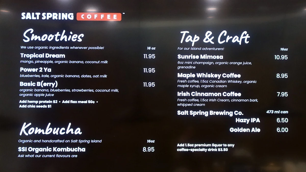 Menu, Salt Spring Coffee - Ganges Cafe & Kitchen