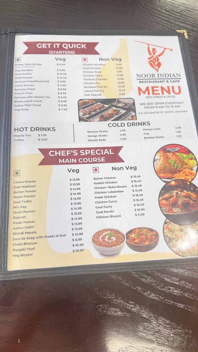 Menu, Noor Indian Restaurant & Cafe