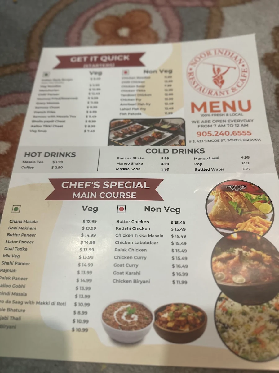 Menu, Noor Indian Restaurant & Cafe