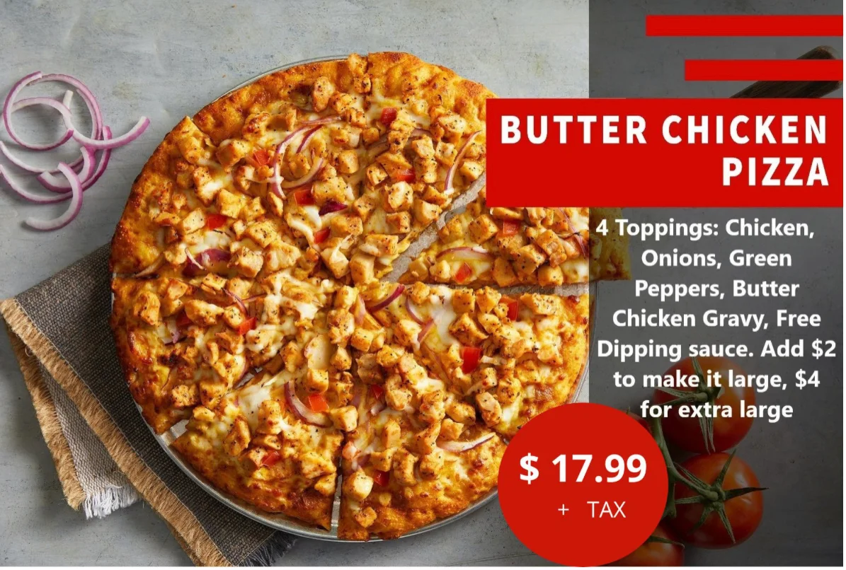 Menu, Moga's Pizza