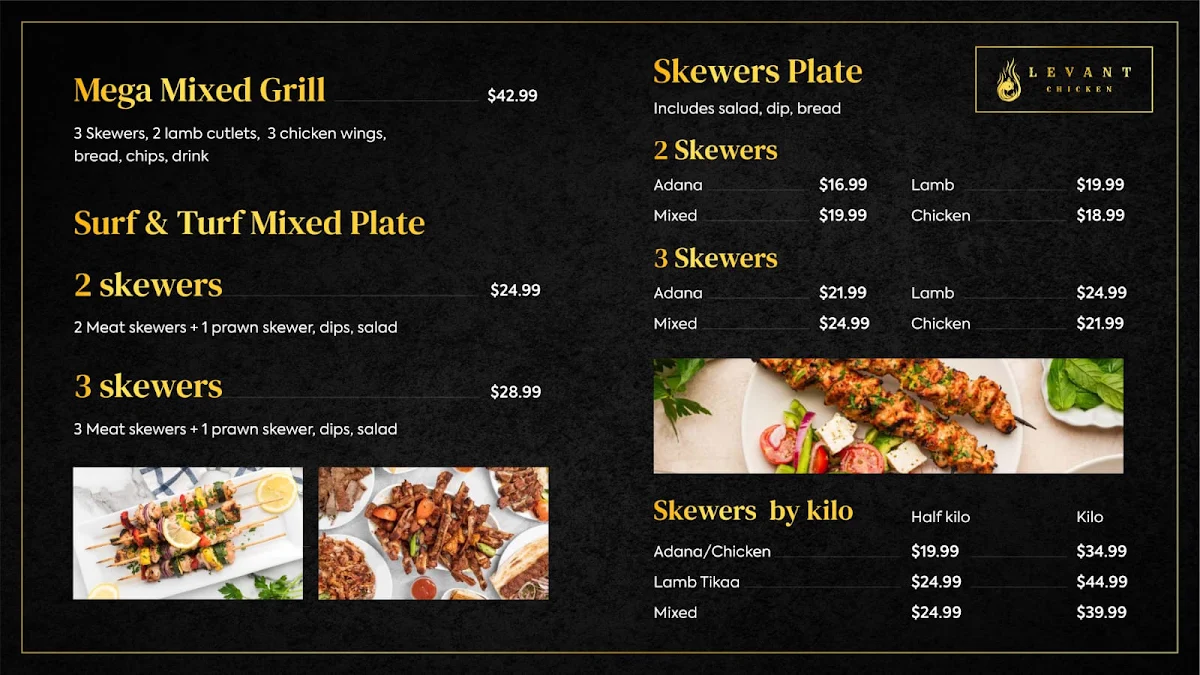 Menu, Levant Chicken