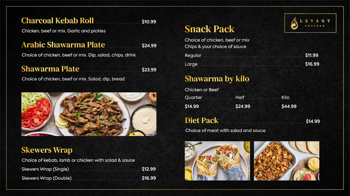 Menu, Levant Chicken