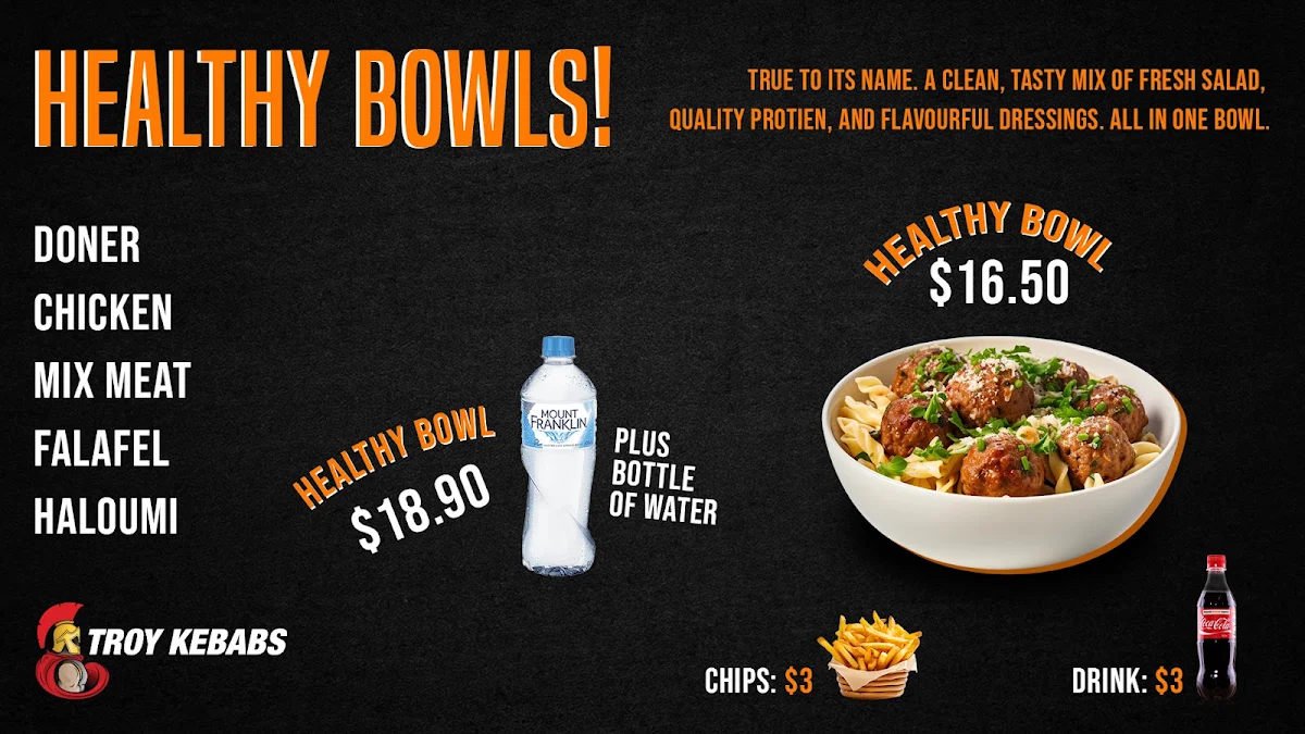 Menu, Troy Kebabs Willows