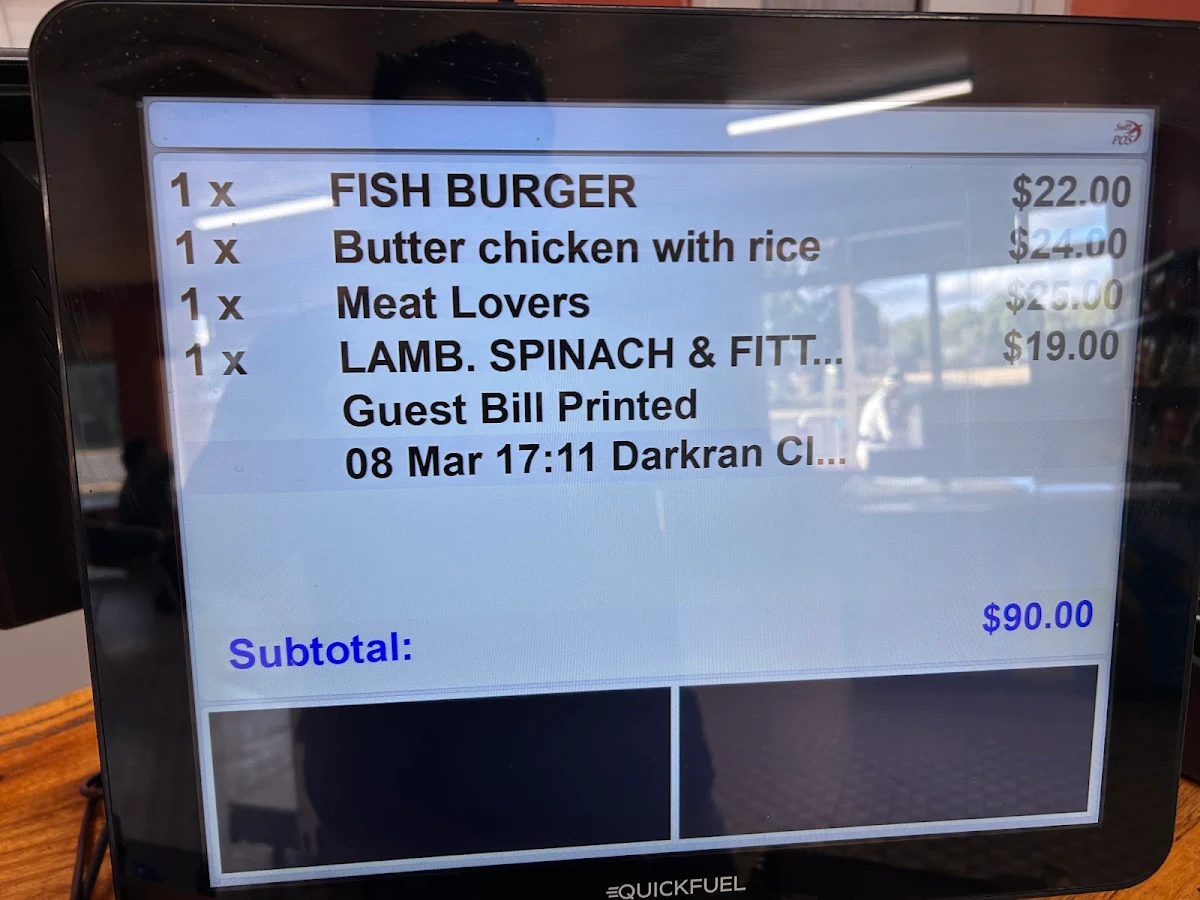 Menu, Darkan Roadhouse