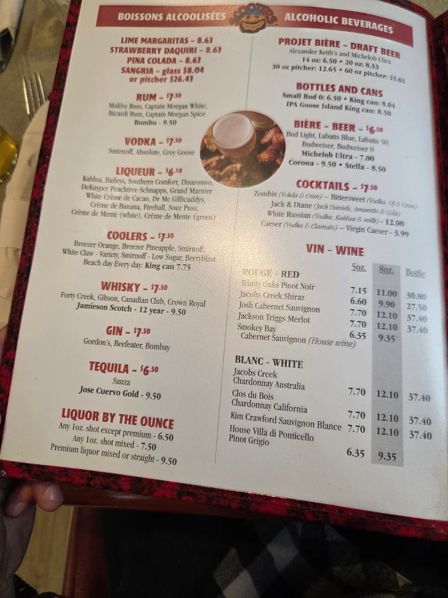 Menu, Scooters Bar & Grill