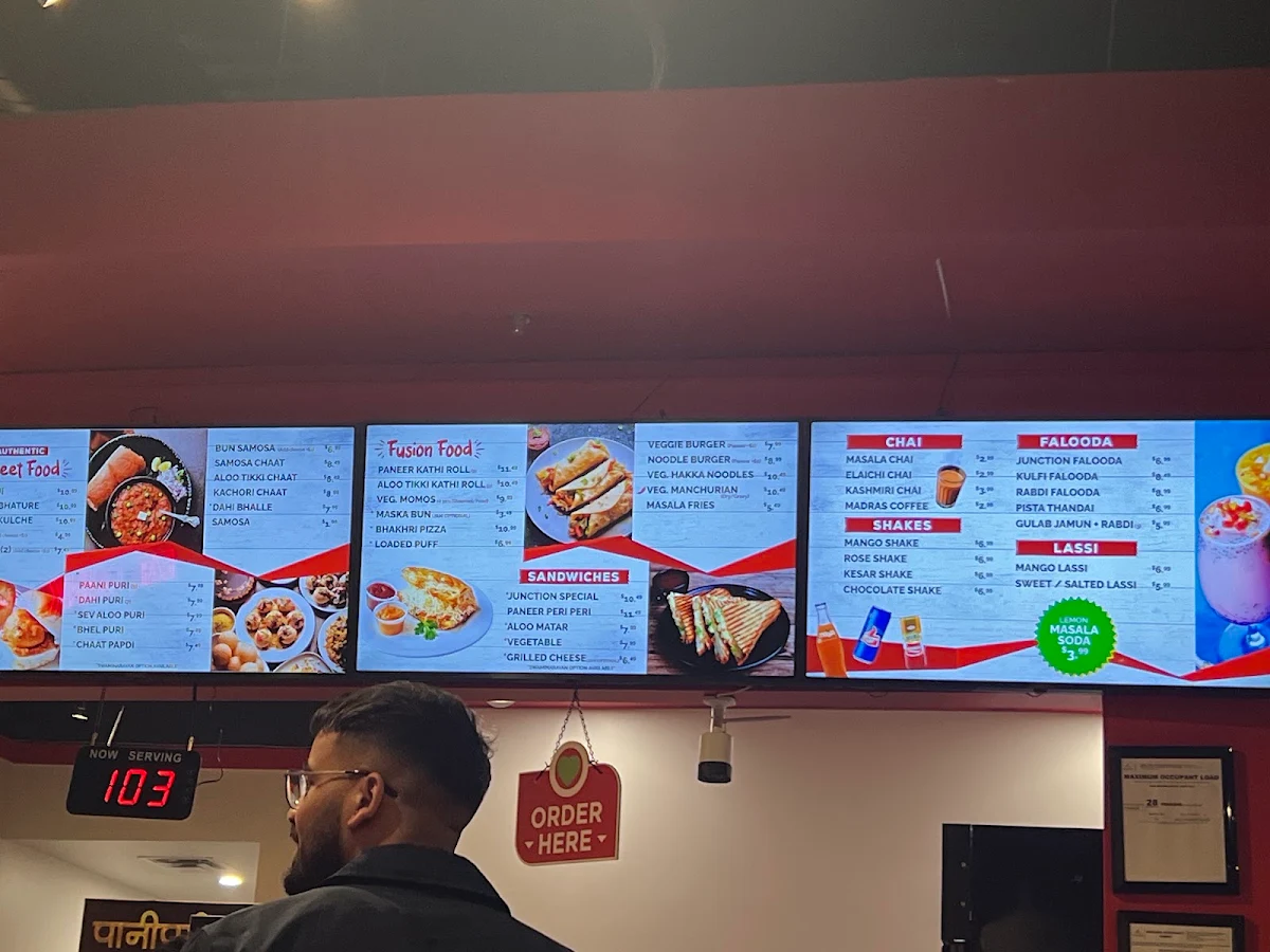 Menu, Junction - Indian Street Food (Winnipeg)