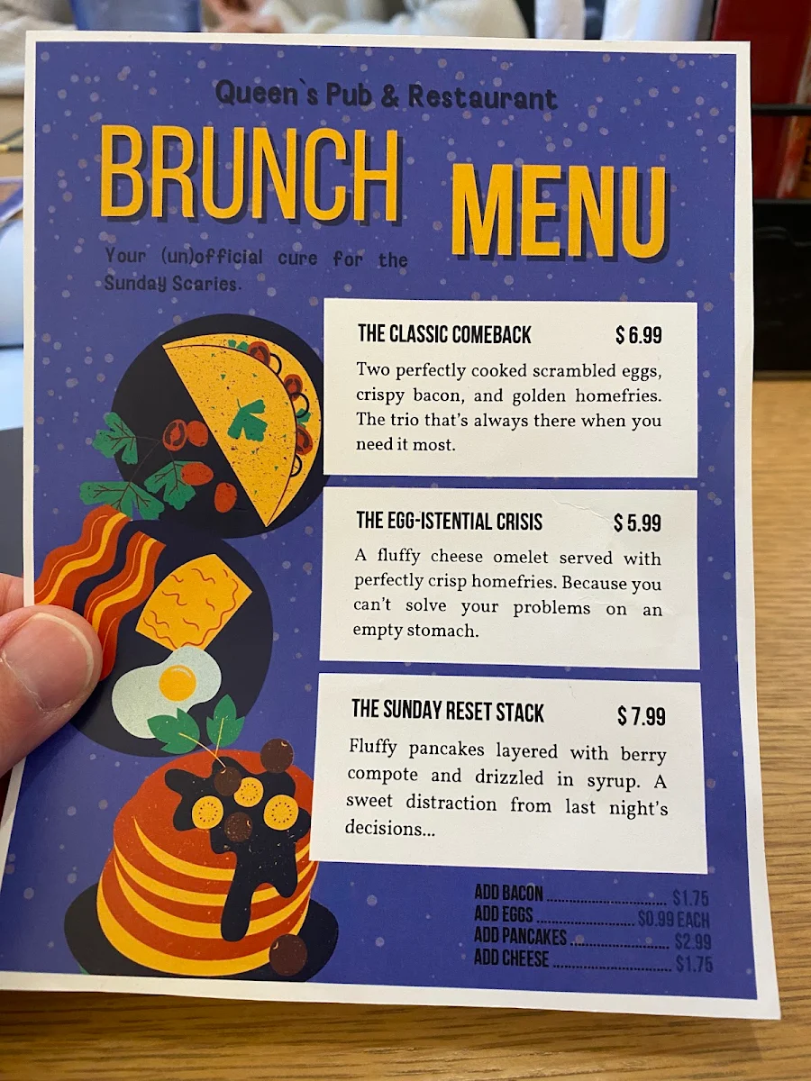 Menu, The Queen's Pub & Restaurant