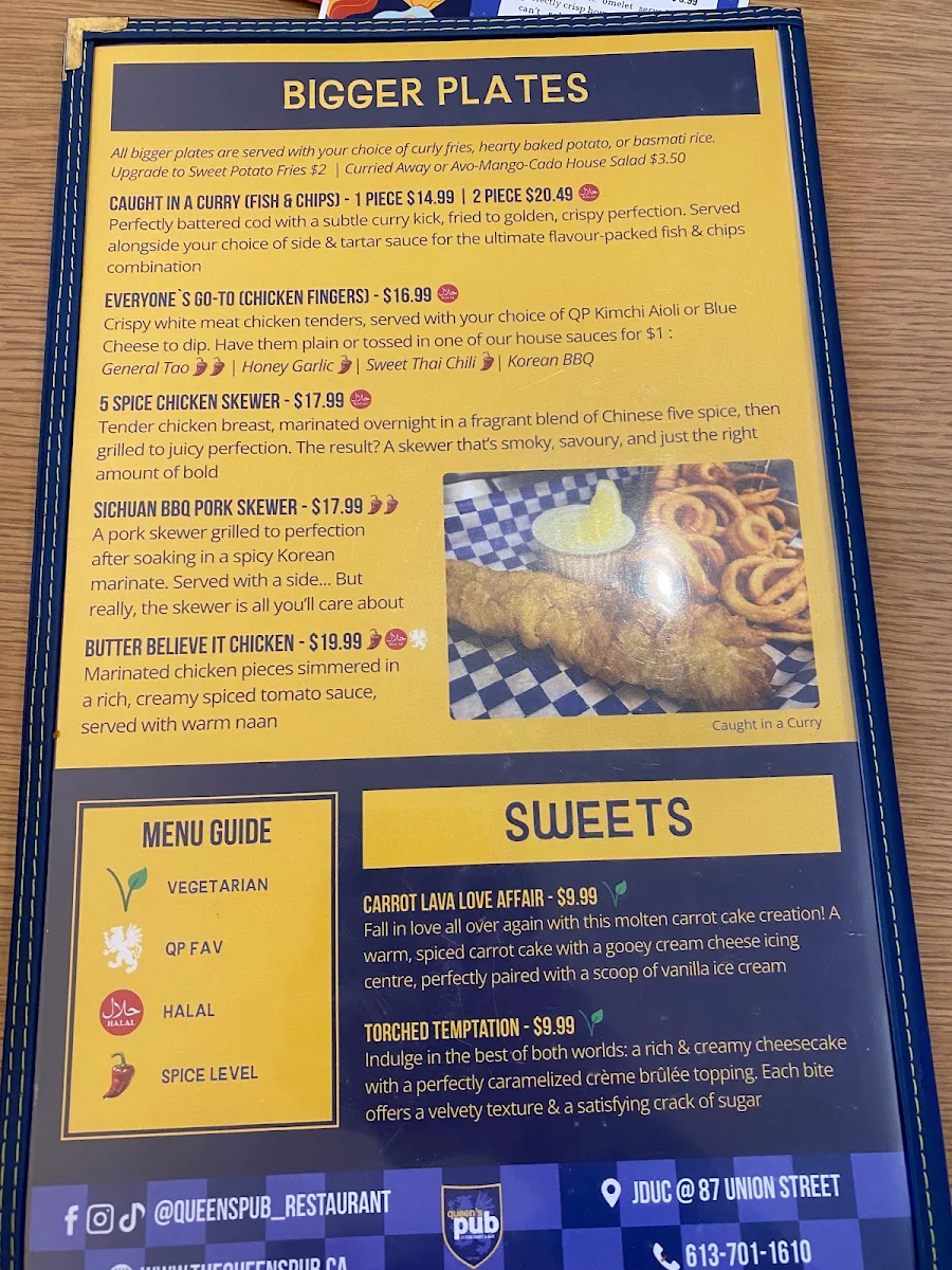 Menu, The Queen's Pub & Restaurant