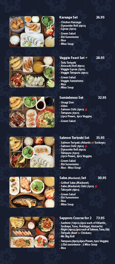 Menu, Sapporo Kitchen