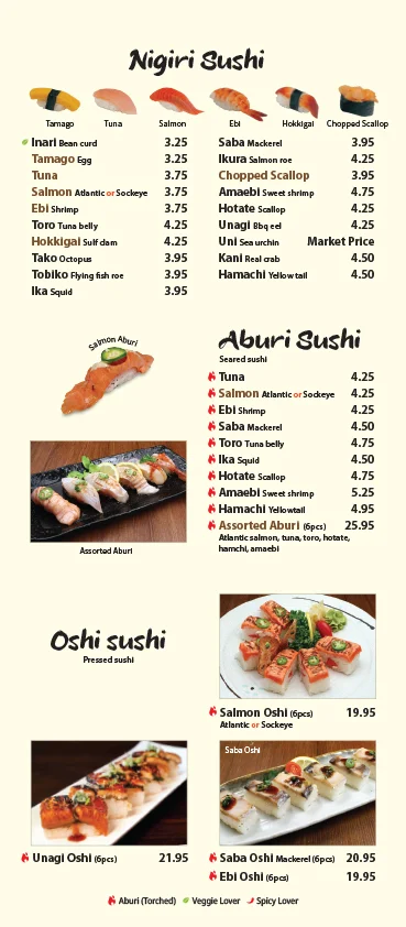 Menu, Sapporo Kitchen