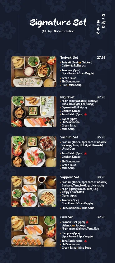 Menu, Sapporo Kitchen