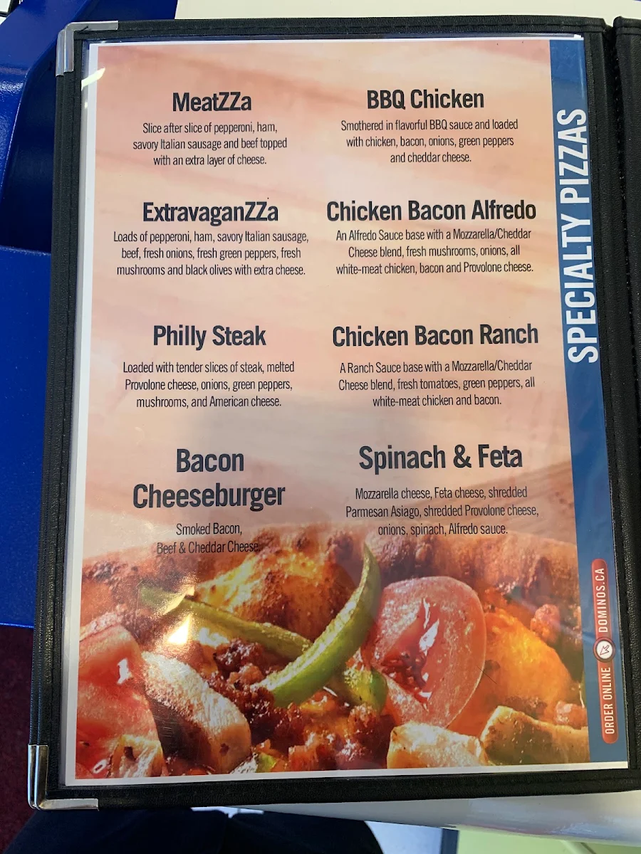 Menu, Domino's Pizza