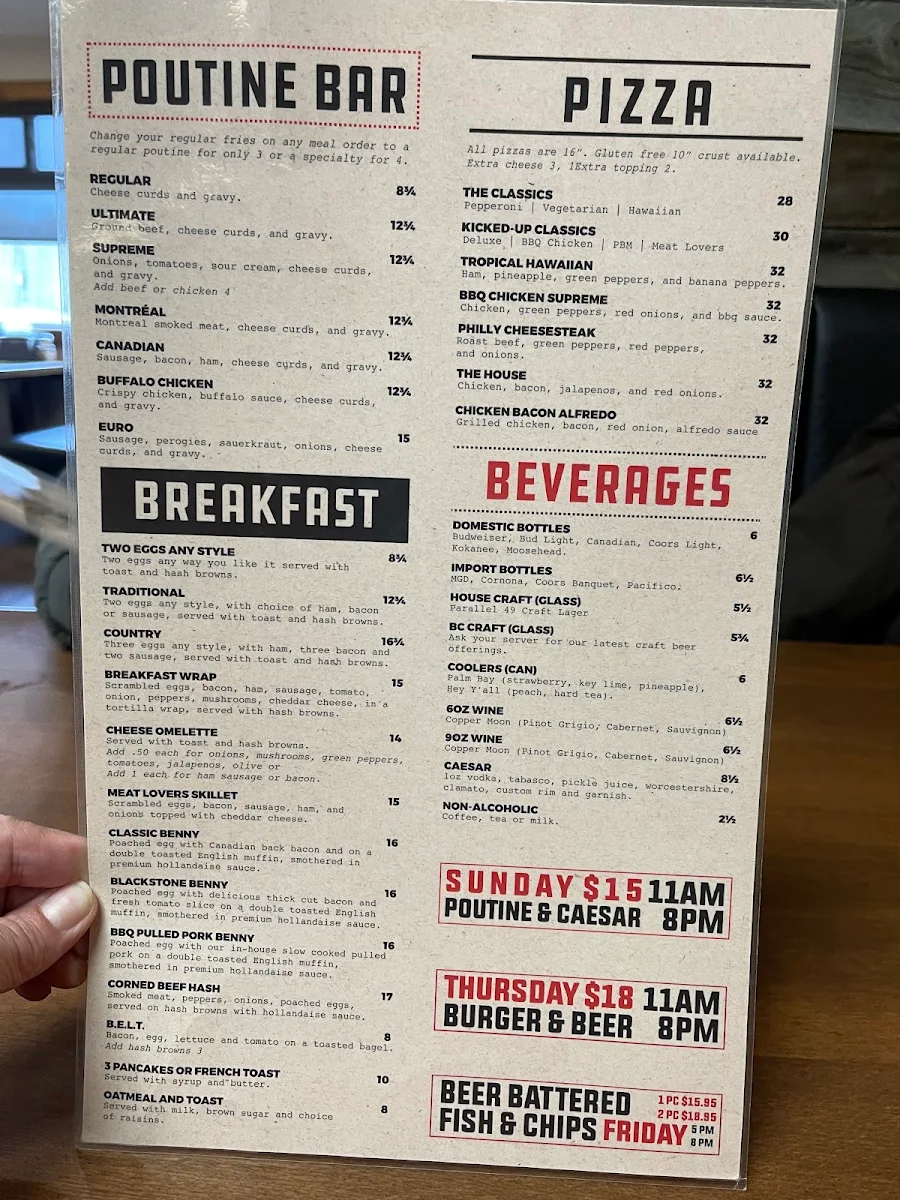 Menu, The Roadhouse Cafe