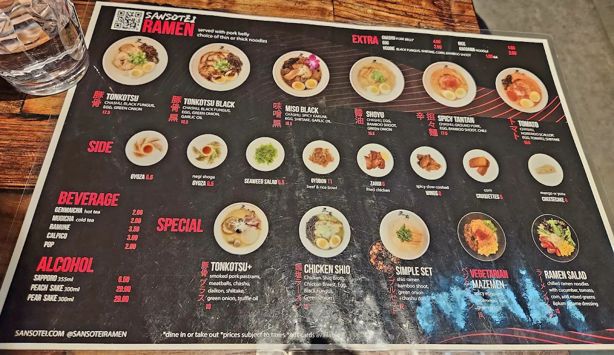 Menu, Sansotei Ramen