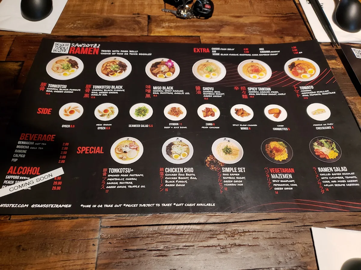 Menu, Sansotei Ramen