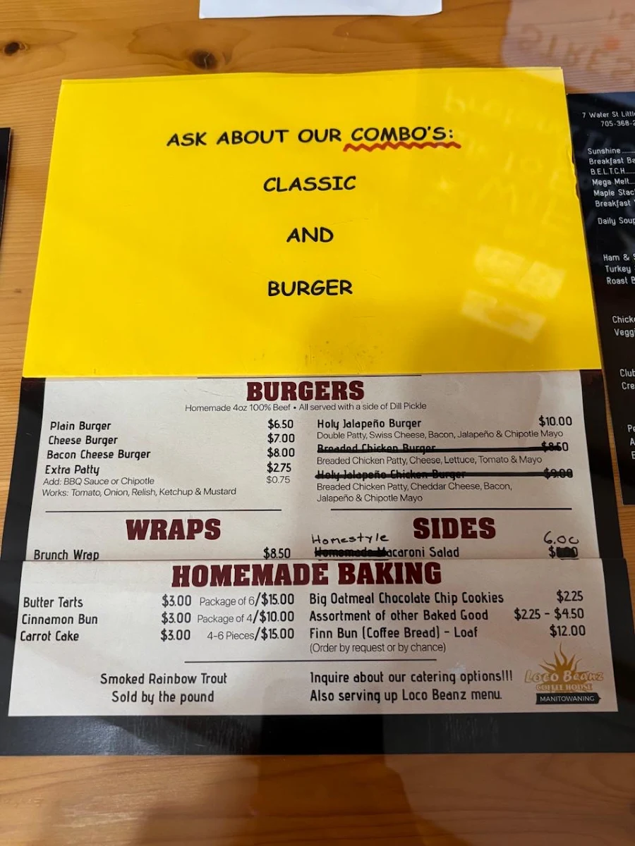 Menu, Loco Beanz