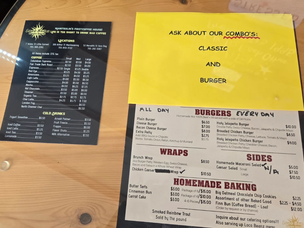 Menu, Loco Beanz