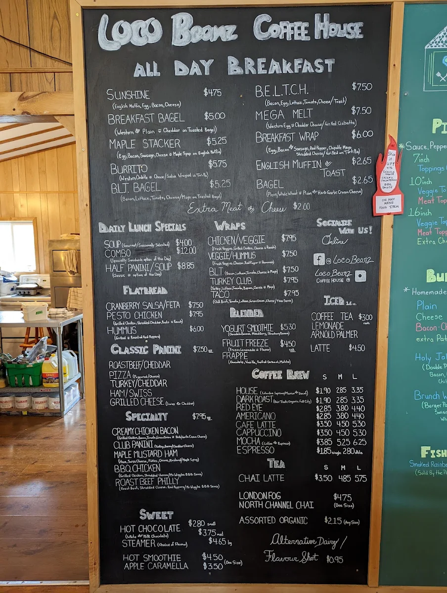Menu, Loco Beanz