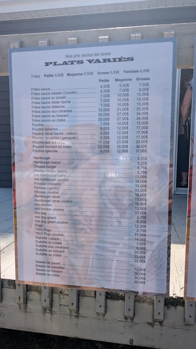 Menu, Cantine Ste-Flavie