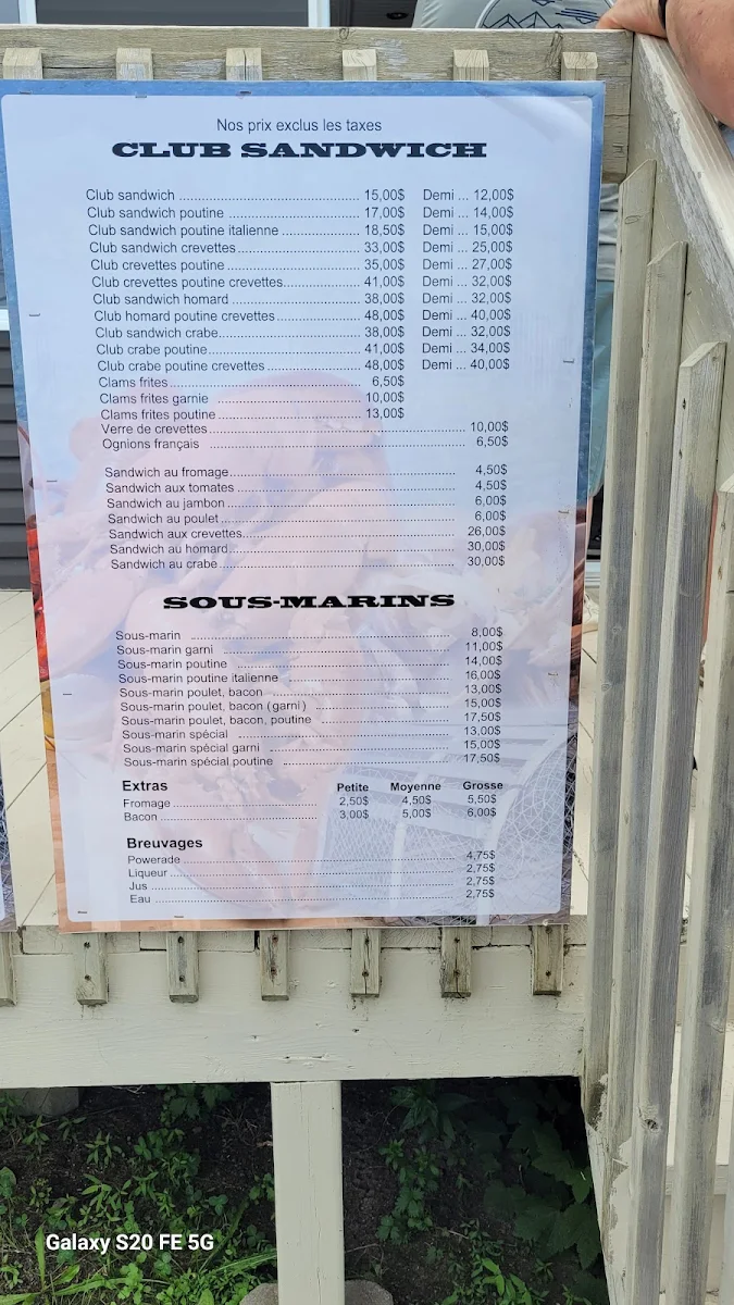 Menu, Cantine Ste-Flavie