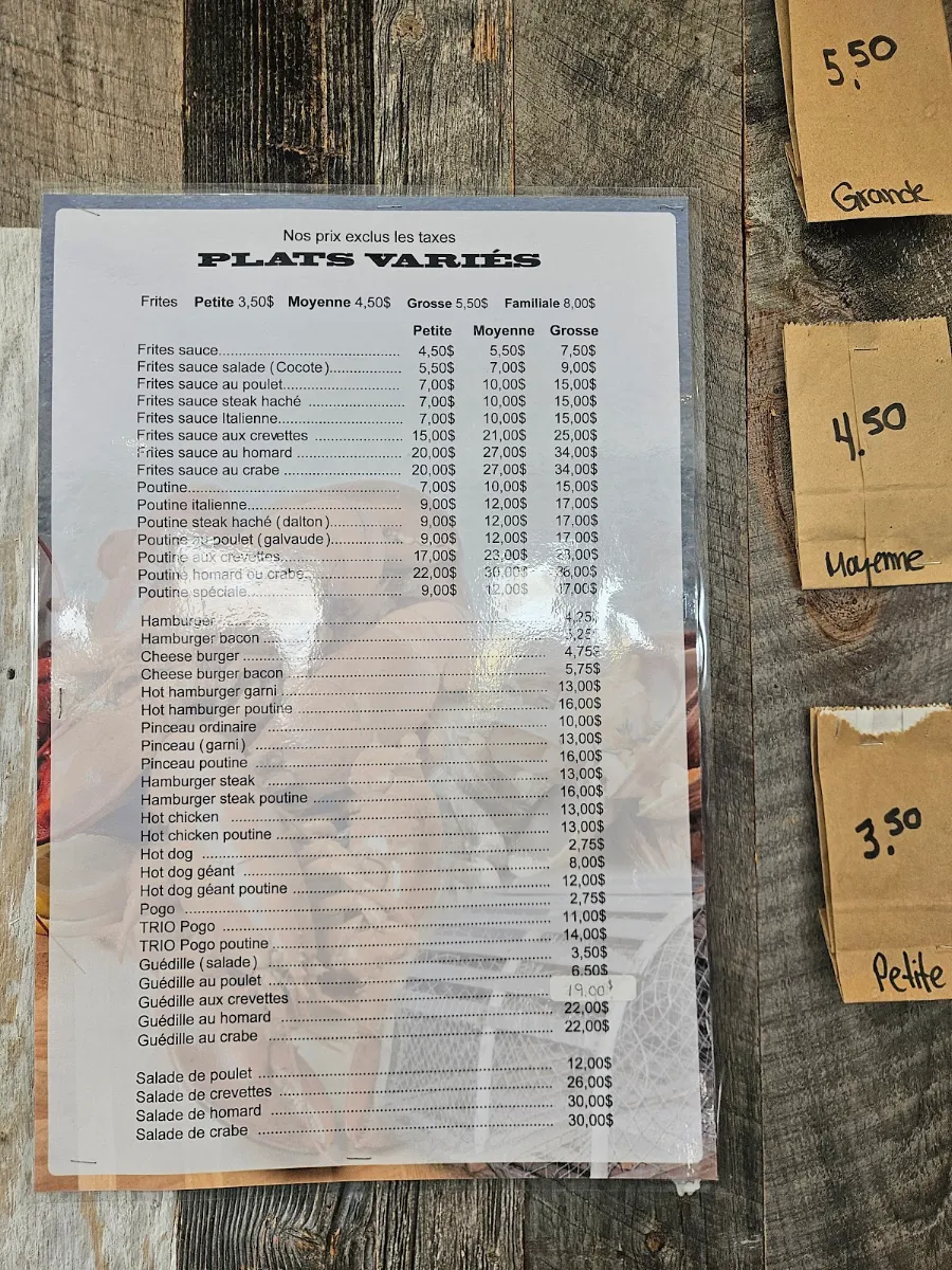 Menu, Cantine Ste-Flavie