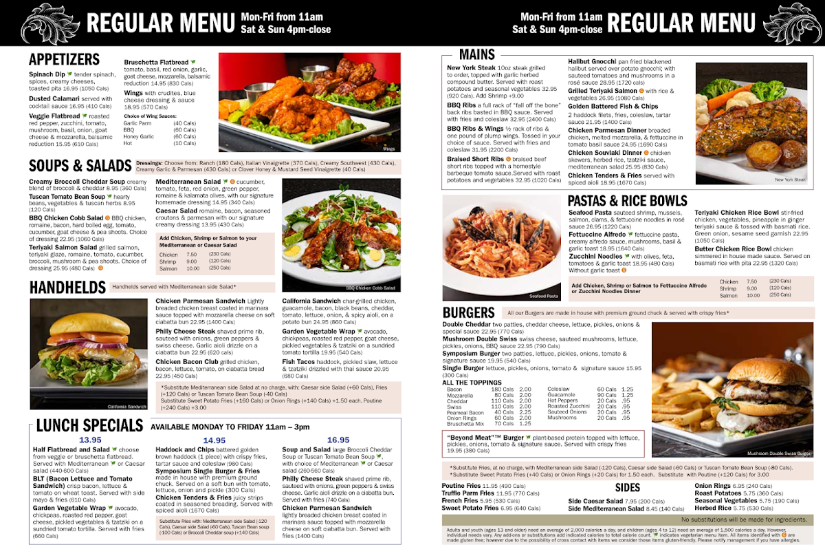 Menu, SymposiumCafeRestaurant Bolton