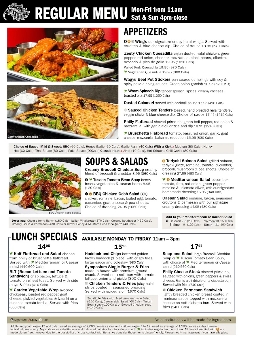 Menu, SymposiumCafeRestaurant Bolton