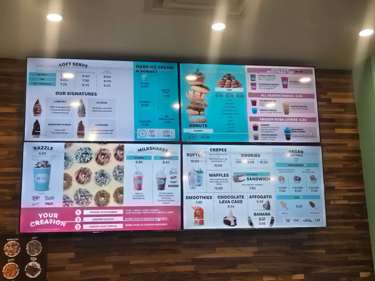 Menu, La Diperie Trenton