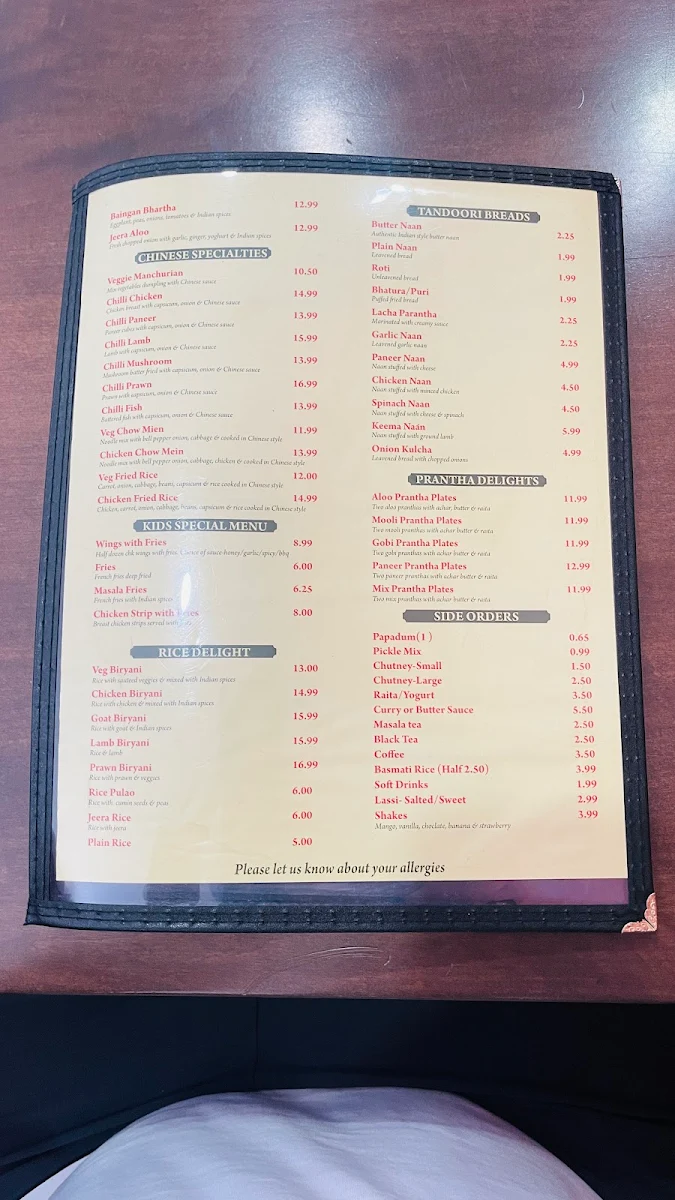 Menu, Indian Accent Restaurant