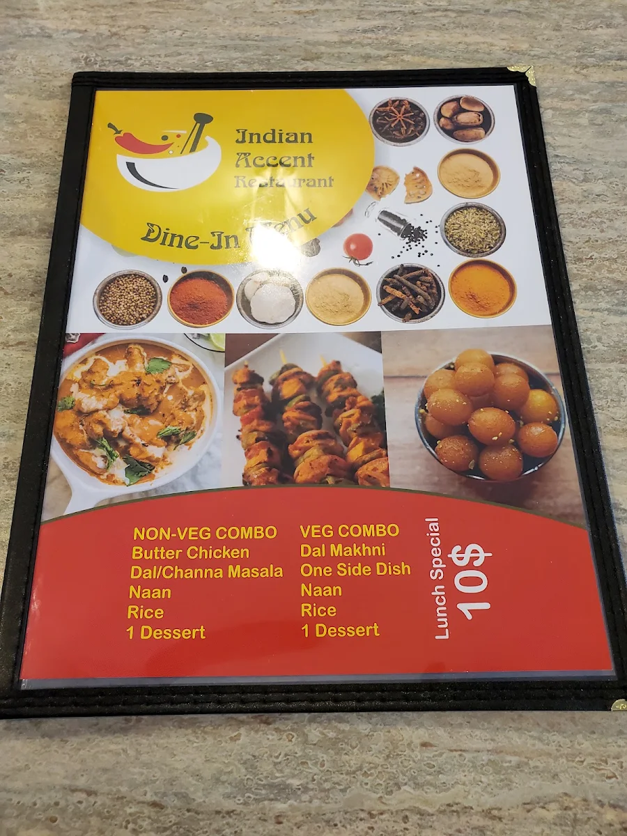 Menu, Indian Accent Restaurant