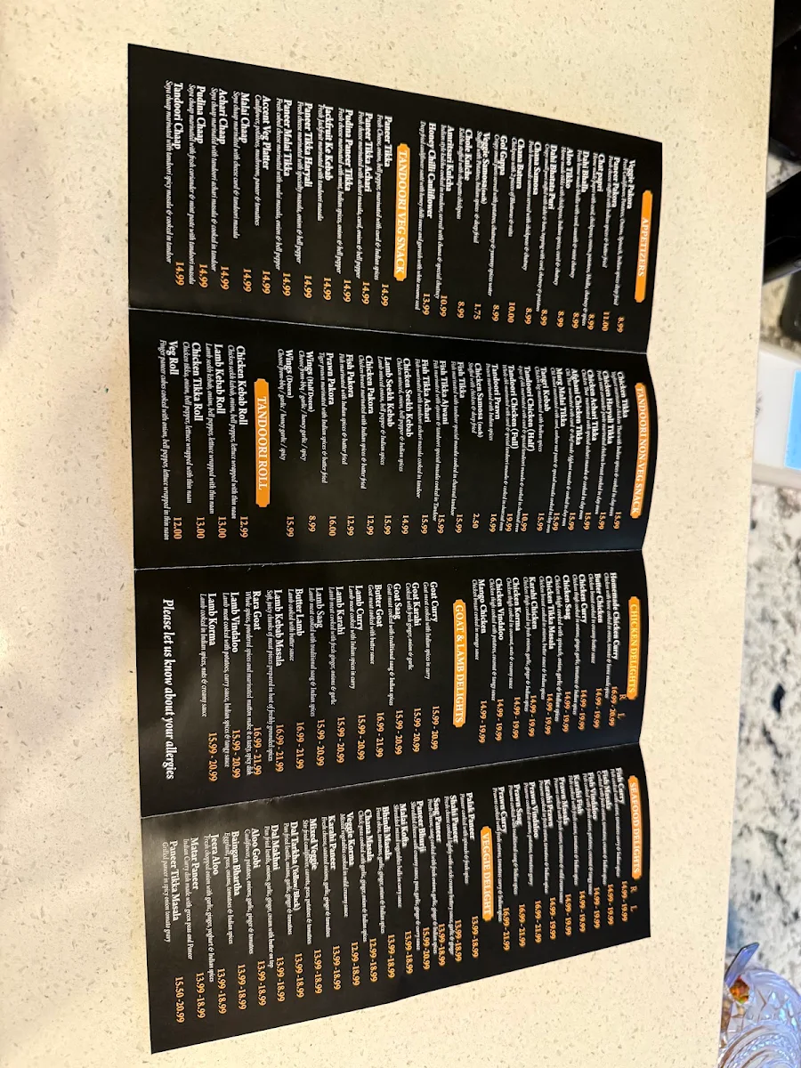 Menu, Indian Accent Restaurant