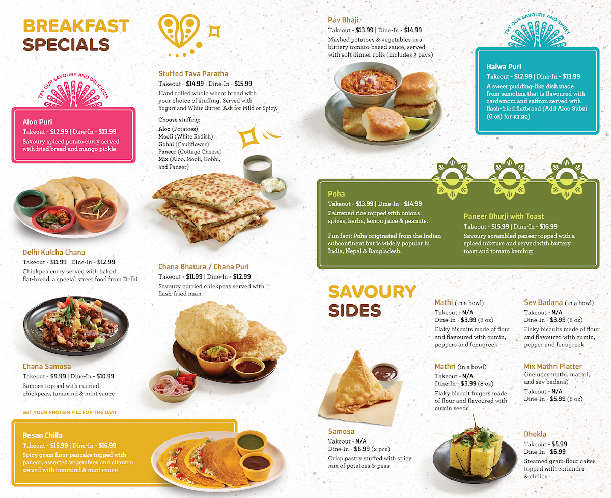 Menu, Brar’s Erin Mills (Mississauga)