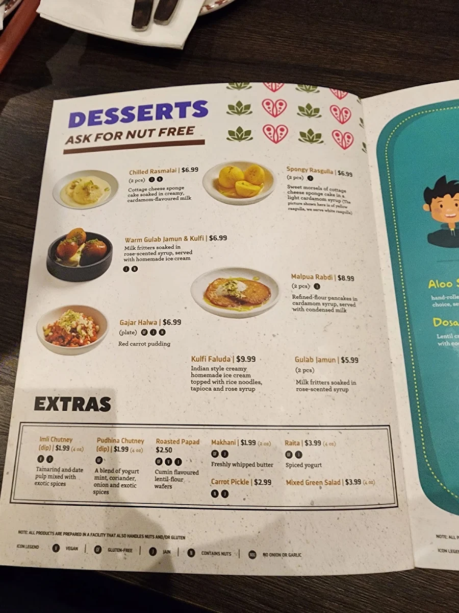Menu, Brar’s Erin Mills (Mississauga)