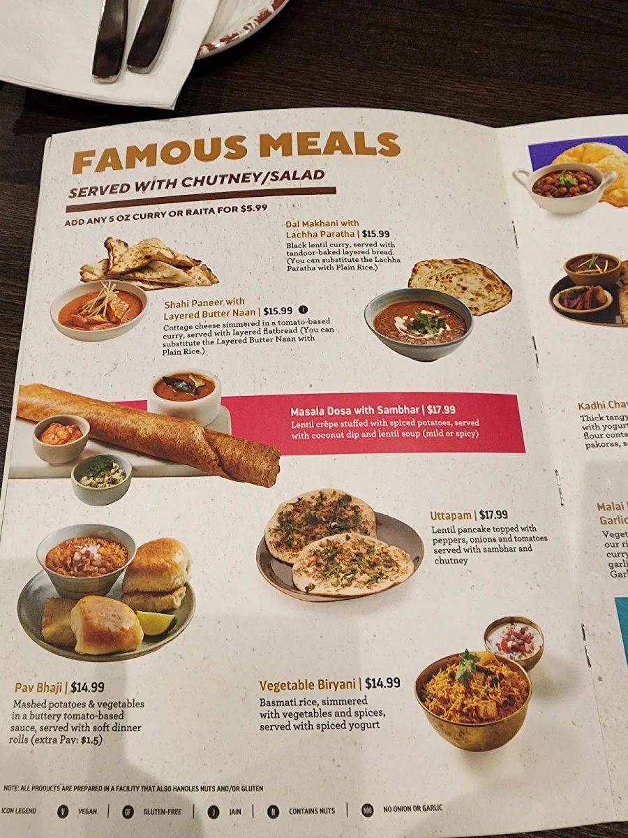 Menu, Brar’s Erin Mills (Mississauga)