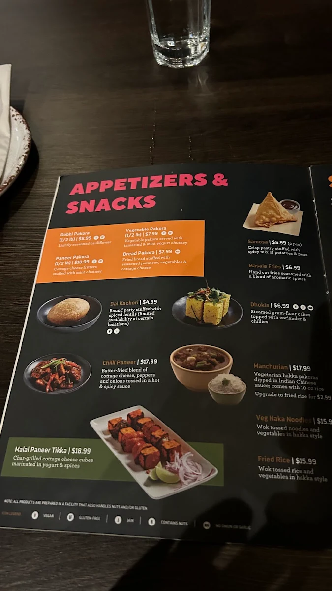 Menu, Brar’s Erin Mills (Mississauga)