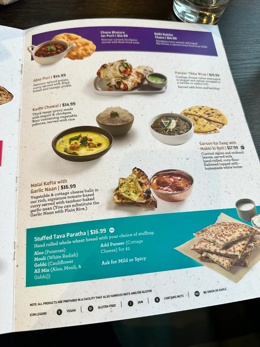 Menu, Brar’s Erin Mills (Mississauga)