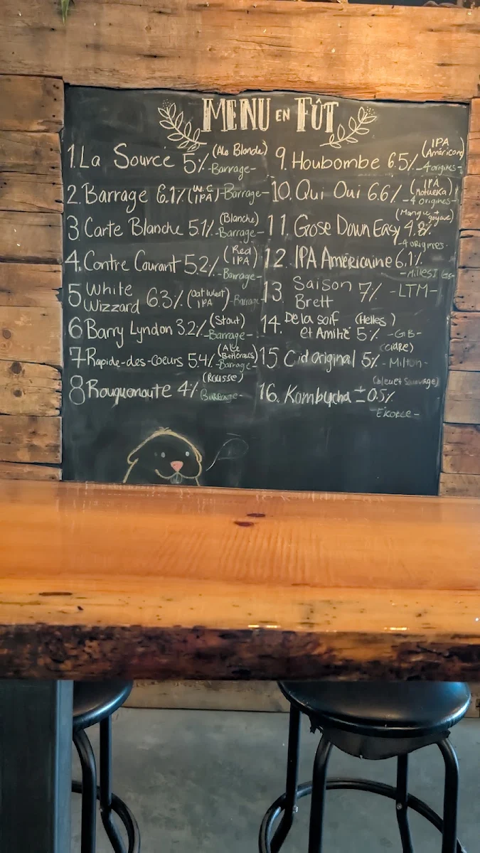 Menu, Le Barrage - Brasseurs