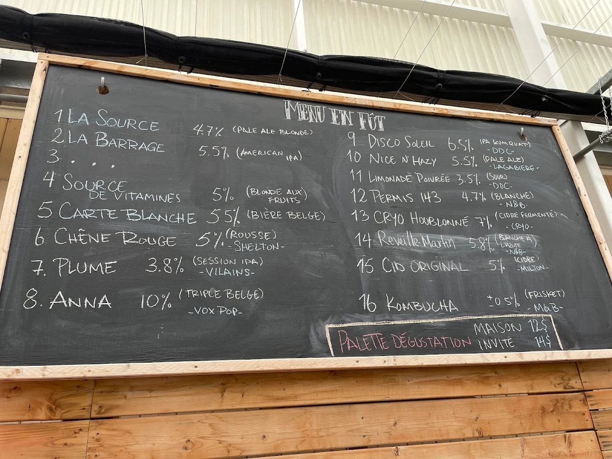 Menu, Le Barrage - Brasseurs